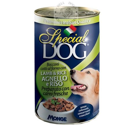 Special Dog bárányhúsos rizses konzerv 45% hús 1275 gr.